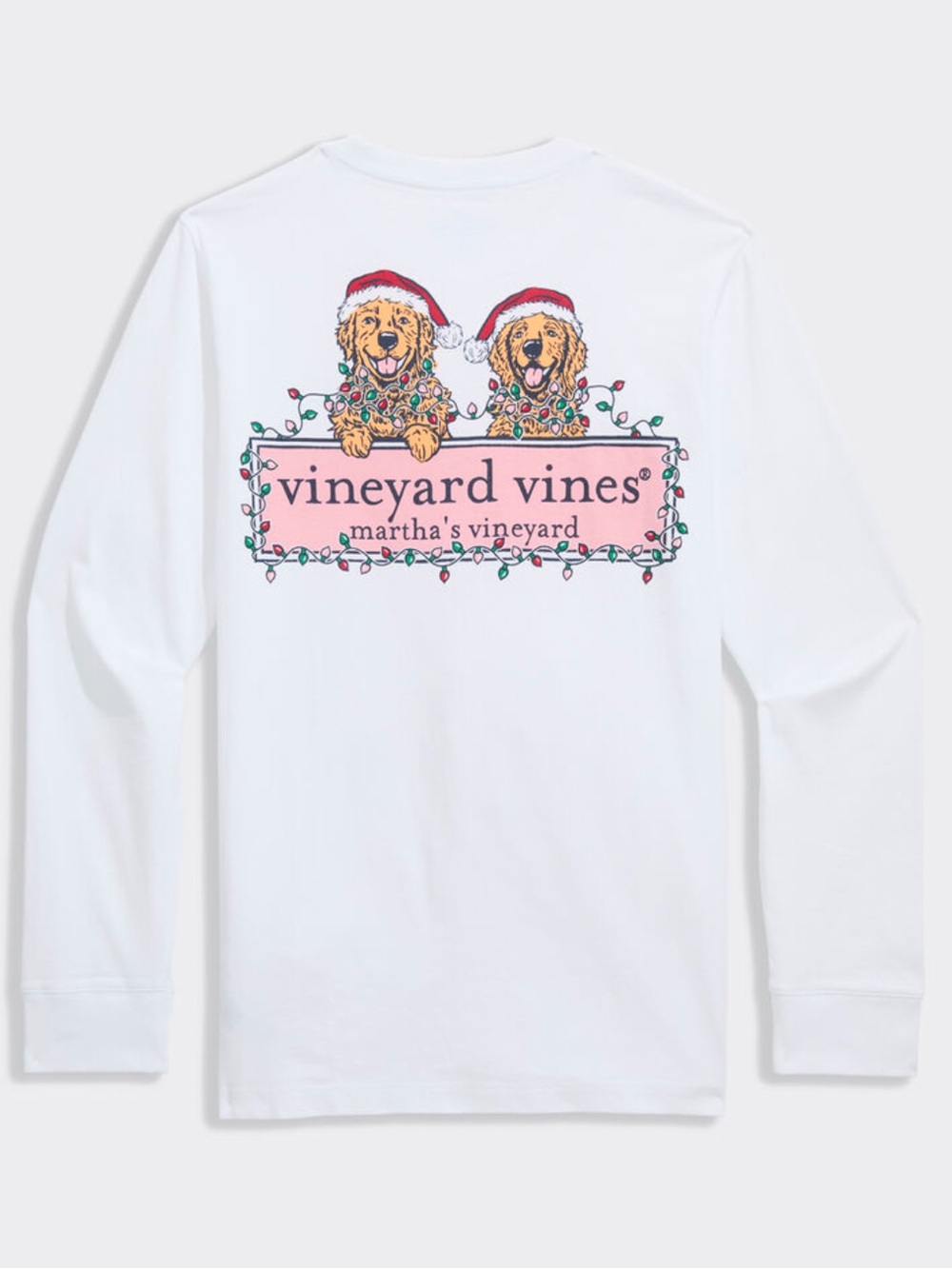 Vineyard Vines Boys String Lights Pups Long-Sleeve Pocket Tee NWT Size 6 7 Small